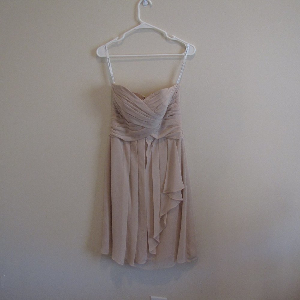 Tan Strapless David's Bridal Dress, size 2